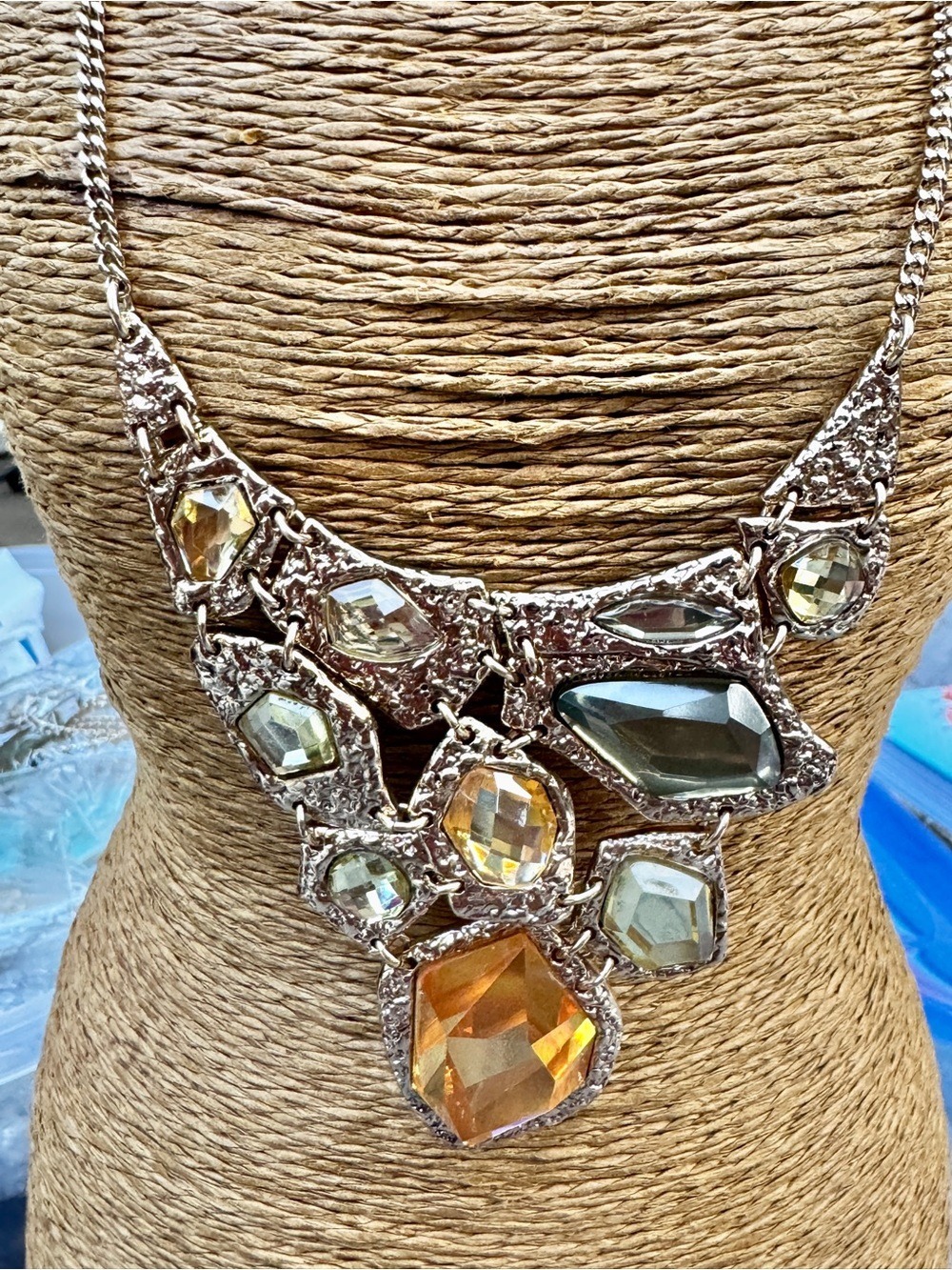 Statement Multicolor Crystal Bib Necklace -  Women Jewelry